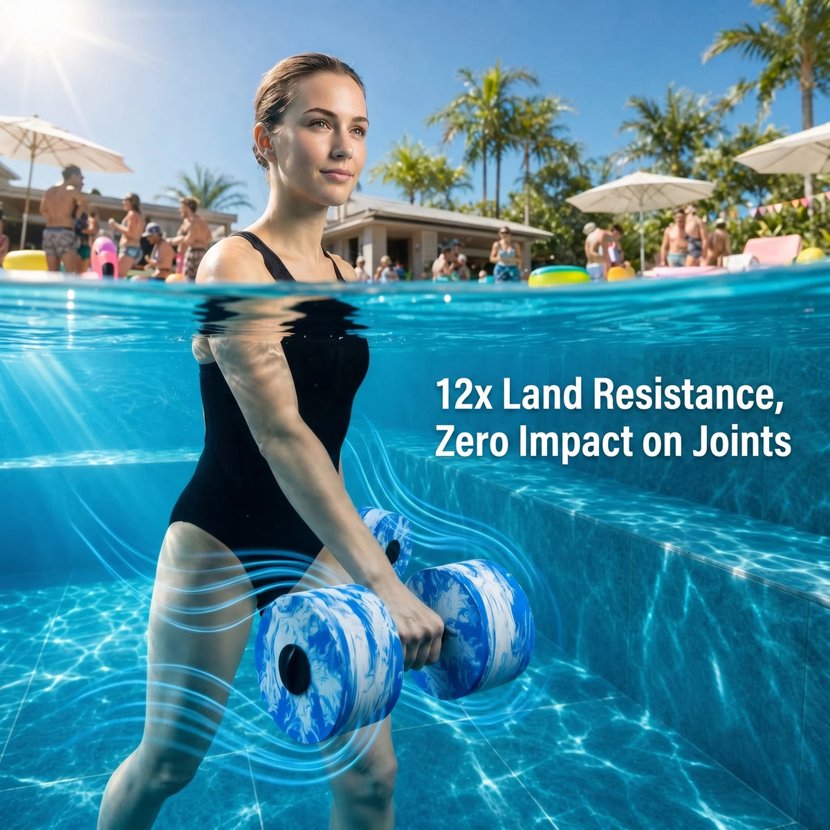 Hapbear Adjustable Aquatic Dumbbells For Pool Exercises