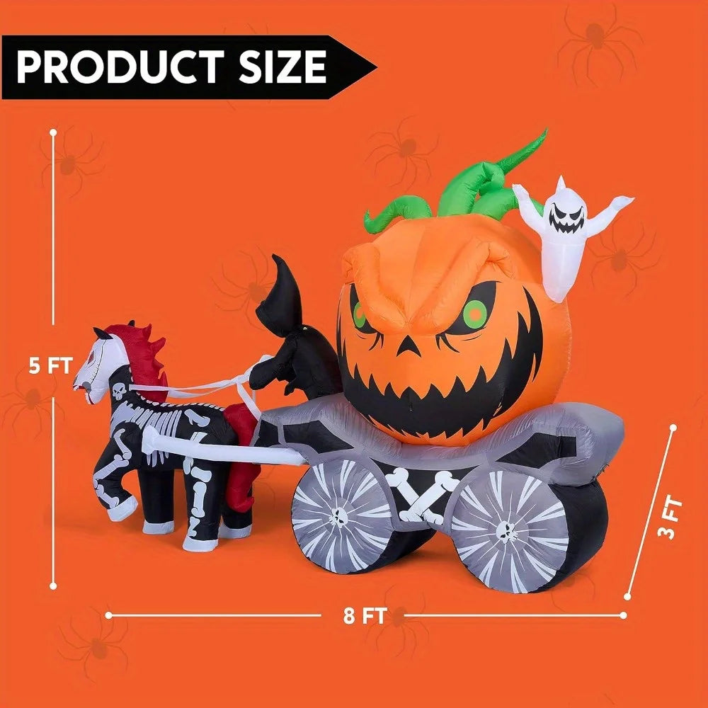 Joyfy Pumpkin Carriage Halloween Inflatable Outdoor LED Yard Decoration