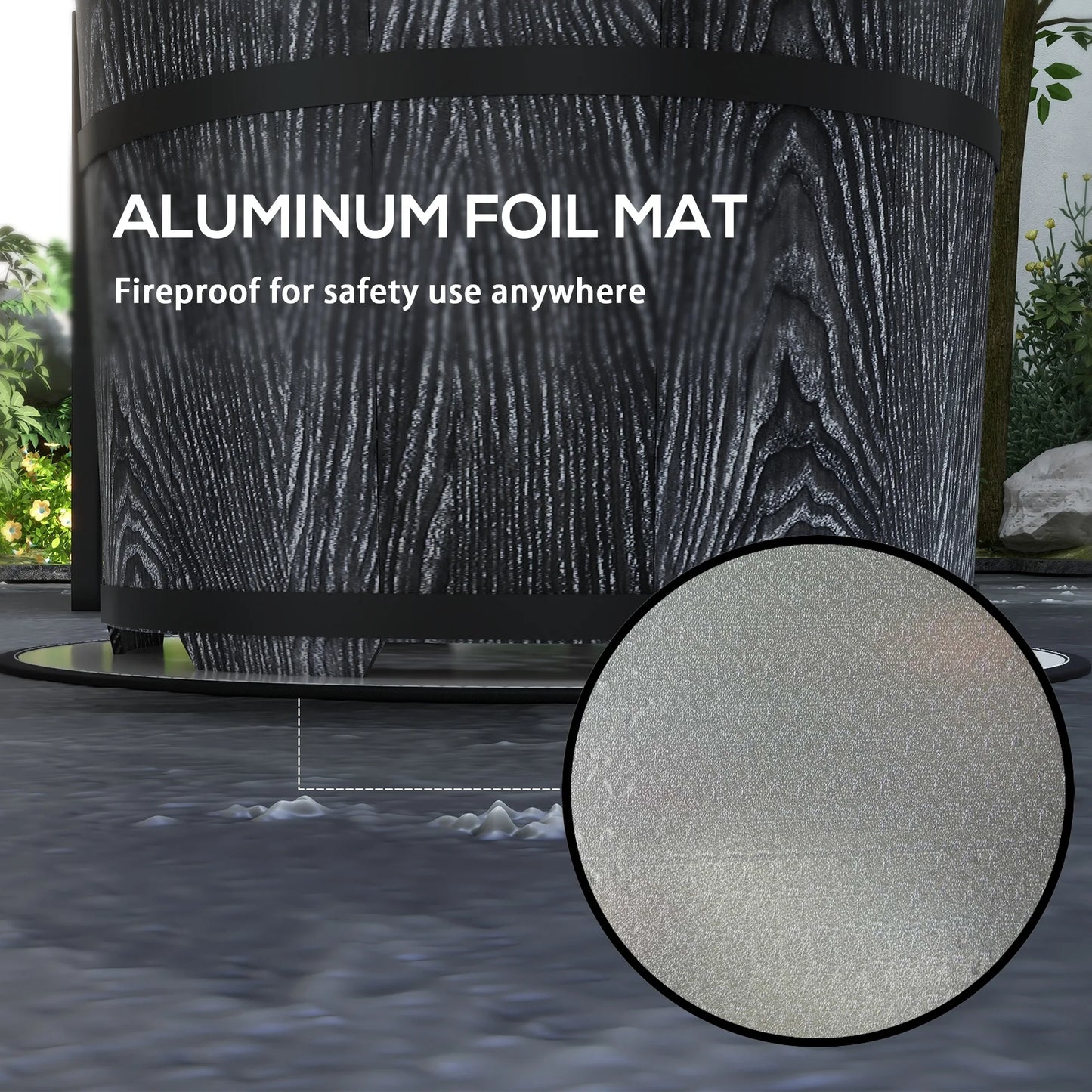 Outsunny Smokeless Wood Fire Pit With Protective Mat