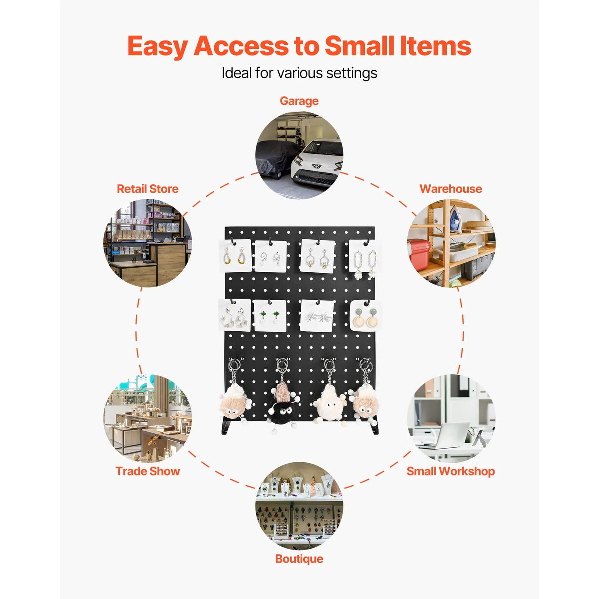 SucceBuy Steel Pegboard Display Stand With Hooks For Retail Space