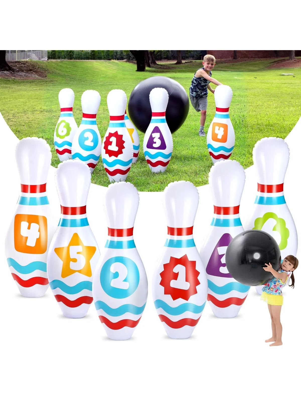 Joyfy Inflatable Bowling Set for Kids and Adults Party Toy