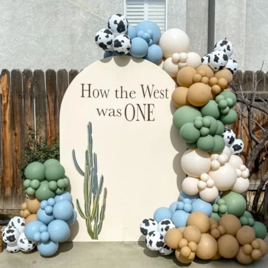 Cow Print Balloon Arch Kit for Western Farm Birthday Decor