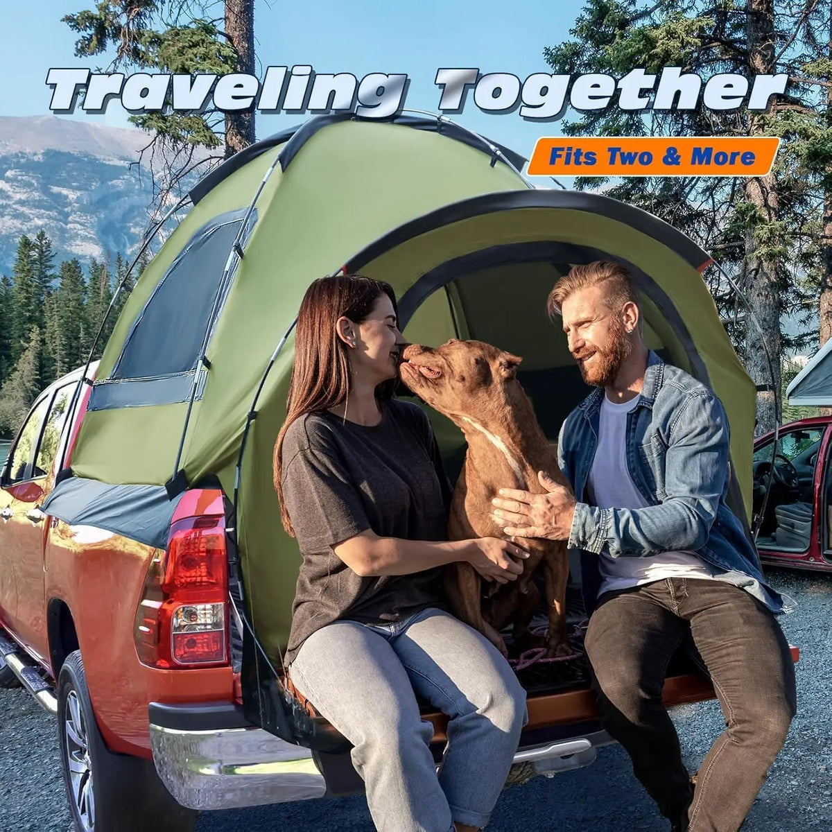 Waterproof PU3000mm Camping Tent for Pickup Truck Bed, 2-3 Person Sleeping Capacity, Portable Car Camping Shelter
