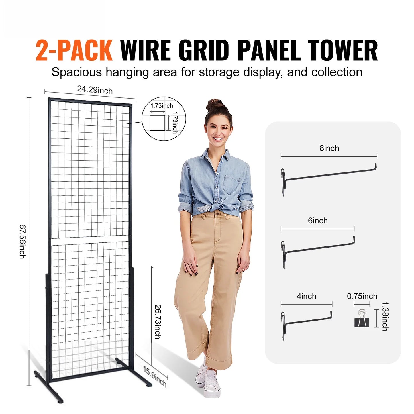 SucceBuy Double Sided Steel Grid Wall Display Rack For Retail