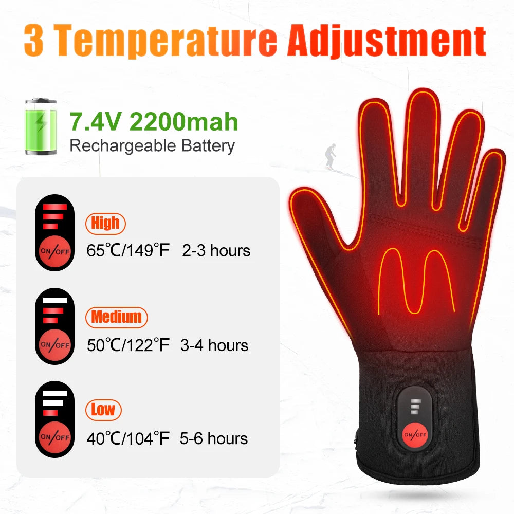 Savior Heated Gloves Electric Skiing Winter Warm Support Touch Screen Glove Men Women Snowboarding Thermal Skiing Liner Outdoor