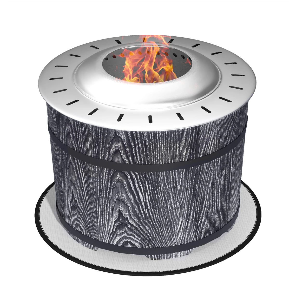 Outsunny Smokeless Wood Fire Pit With Protective Mat