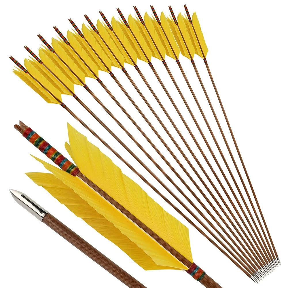 Premium Bamboo Archery Arrows Featuring Natural Turkey Feather Fletching