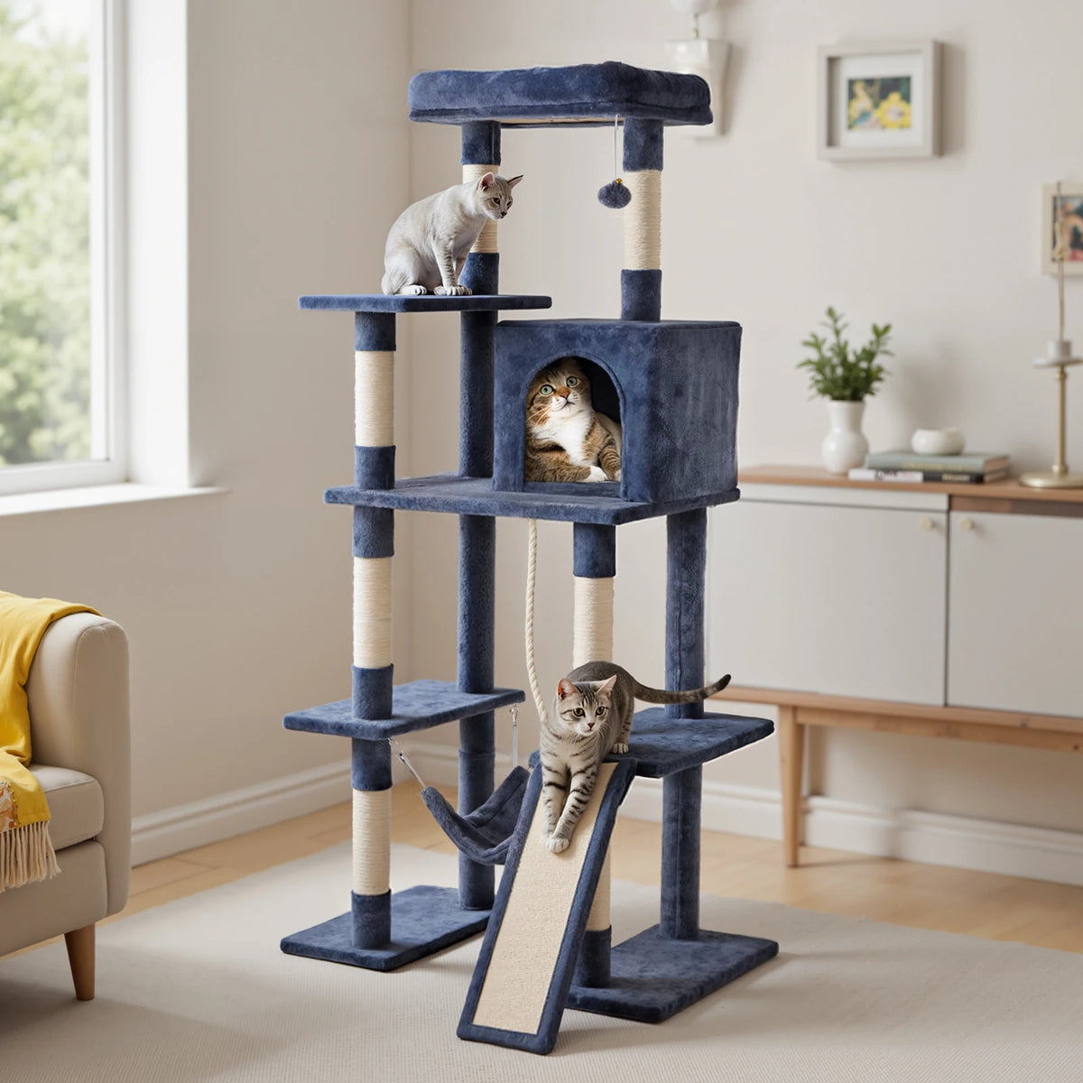 Jhk Sturdy Multi Tier Cat Tree With Sisal Scratching Posts