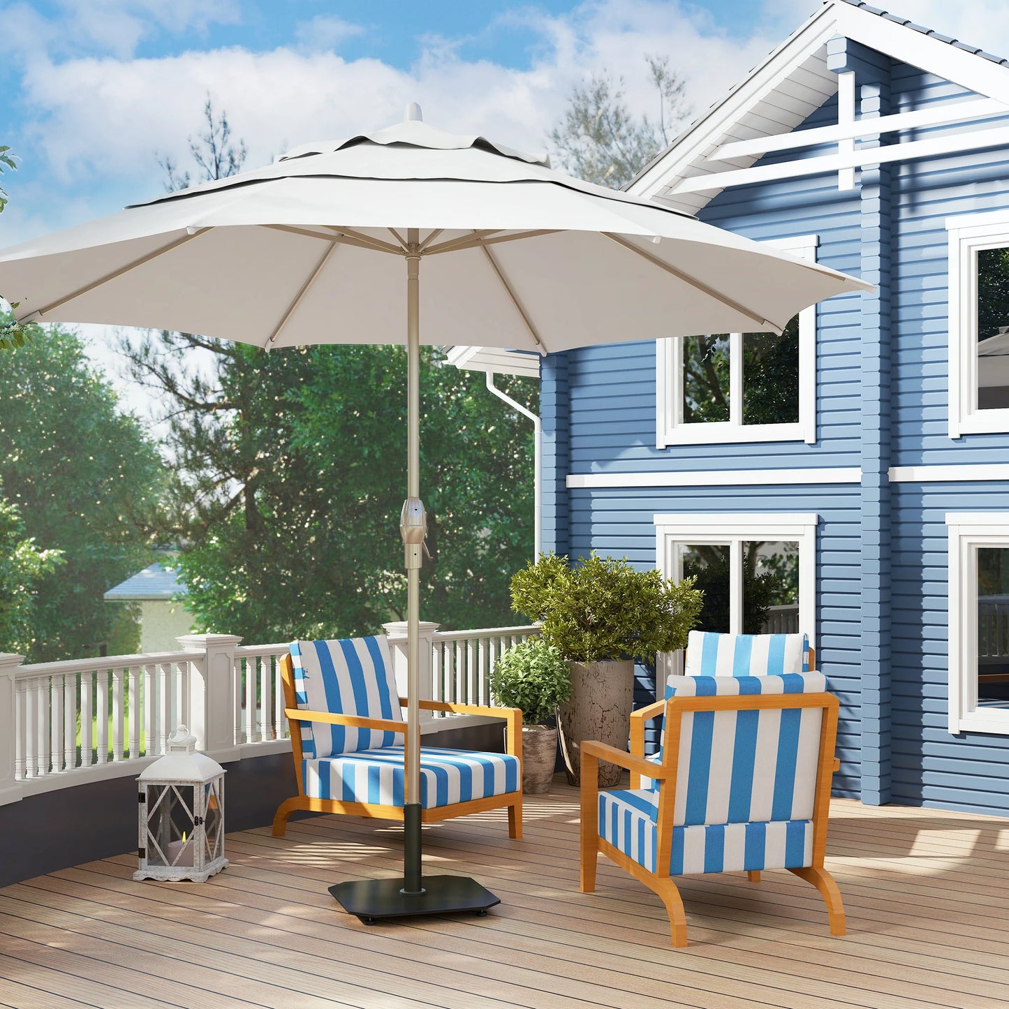 Outsunny Metal Square Patio Umbrella Base For Outdoor Garden