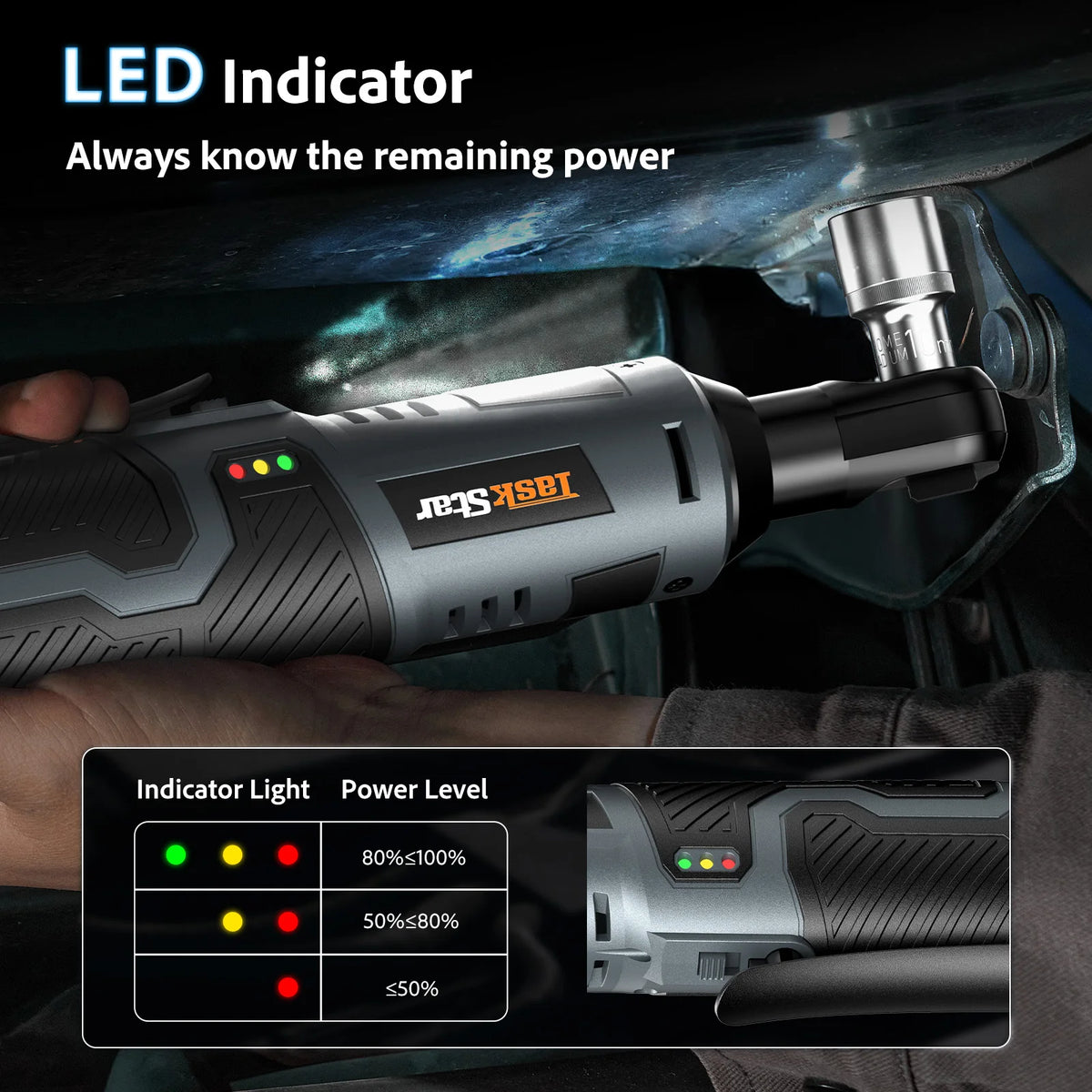 TaskStar 12V Cordless Brushless Electric Ratchet Wrench Kit