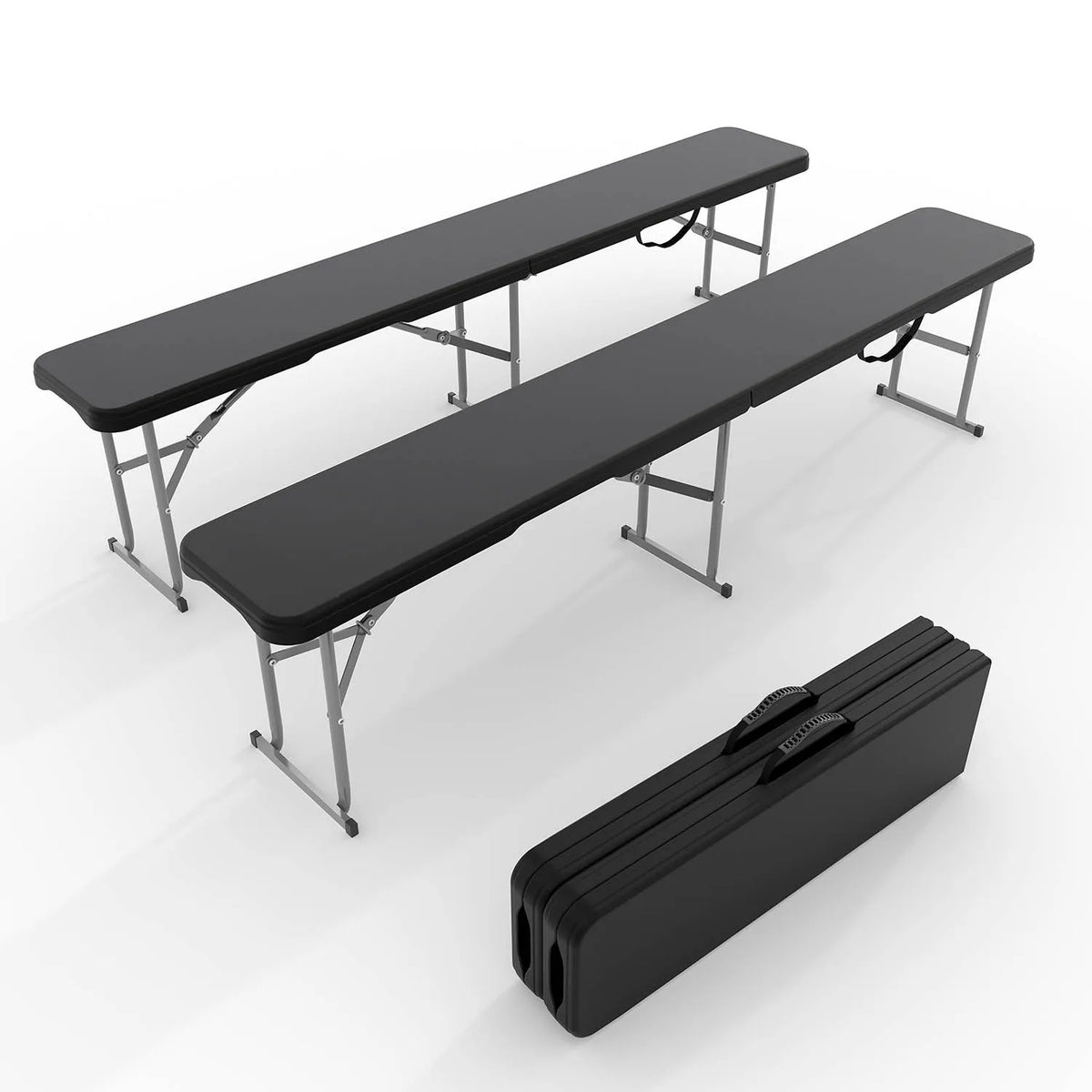 1Pc/2Pcs Heavy-Duty 6FT Portable Folding Outdoor Bench – Durable HDPE Top, Steel Frame, Lightweight with Carry Handle – Weather Resistant, Collapsible Seating Long Bench for Picnic, Camping, Patio, Garden, Sports Events