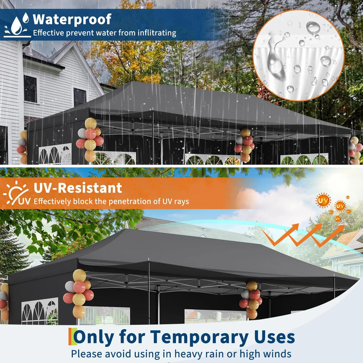 Heavy Duty Pop Up Event Tent With Five Detachable Sidewalls
