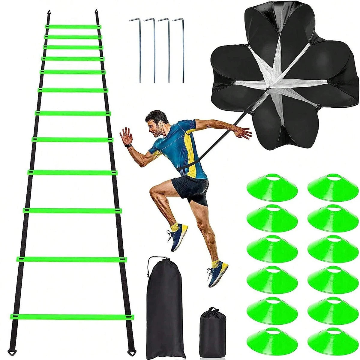 Gkhmnew Speed Agility Training Set With Ladder Cones And Parachute
