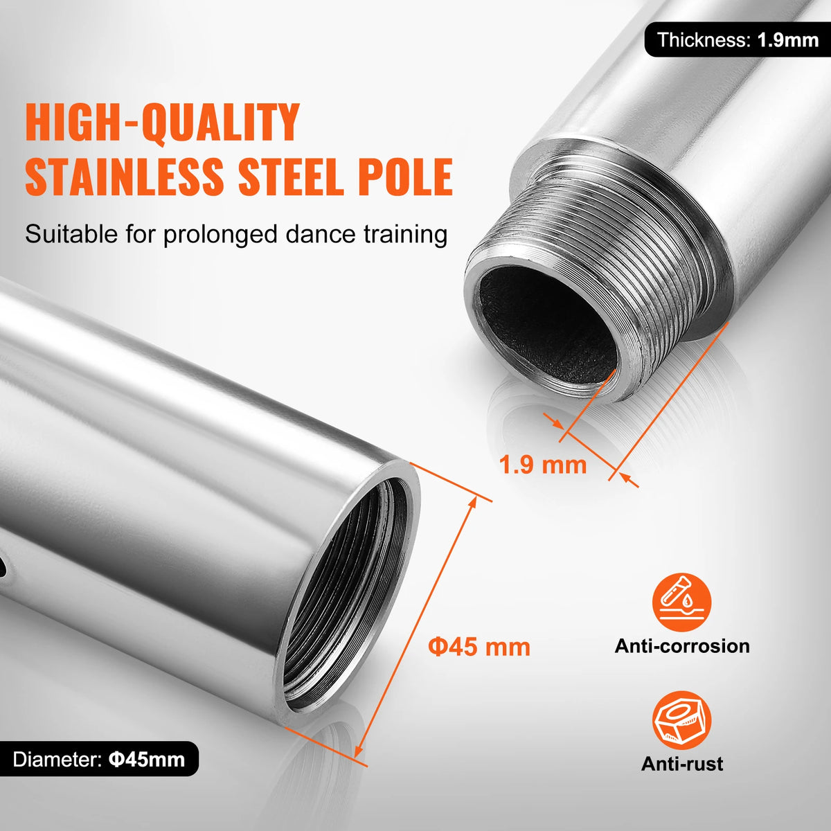 SucceBuy Professional Fitness Dance Pole Heavy Duty Stainless Steel