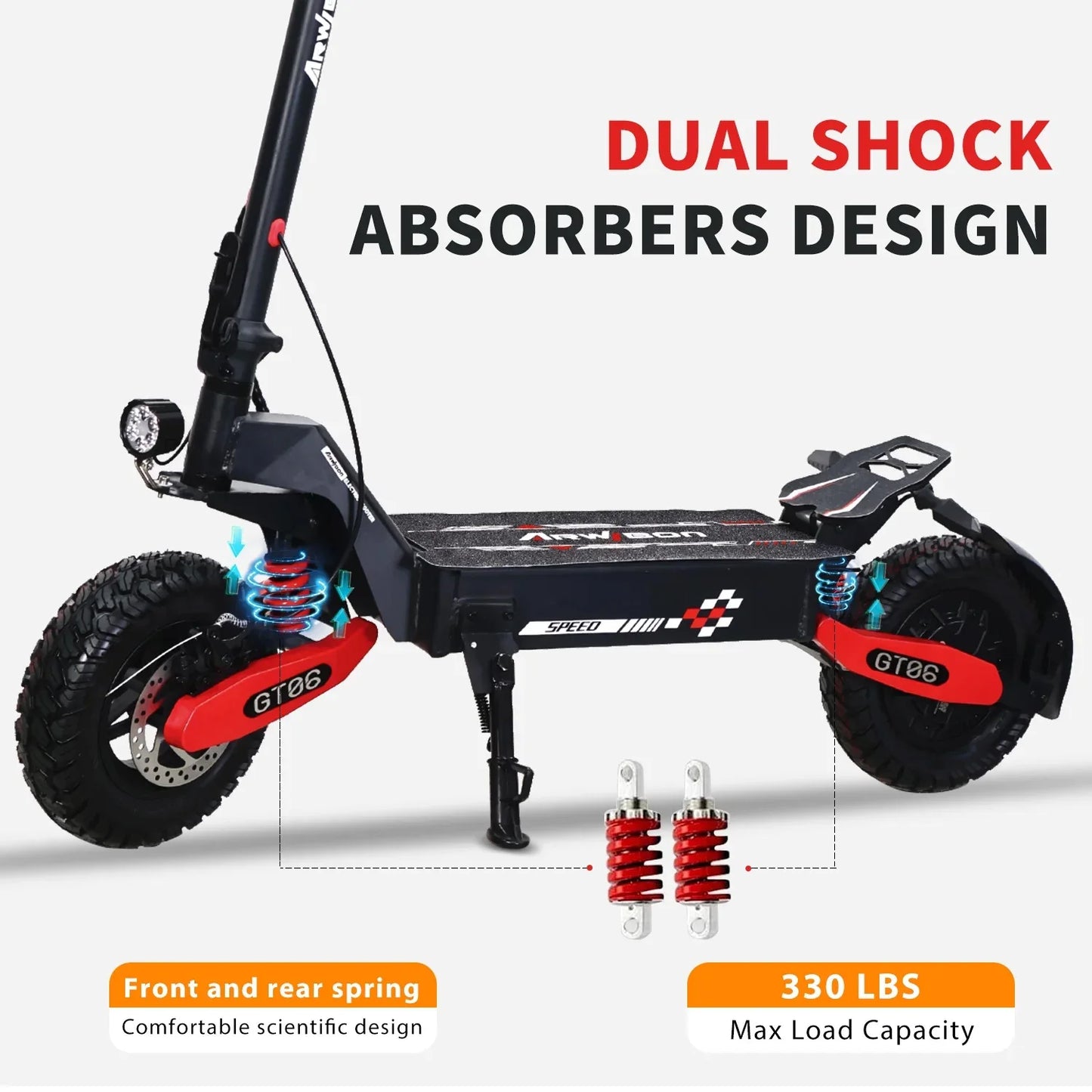 Heavy Duty Folding Electric Scooter For Adults With Dual Suspension