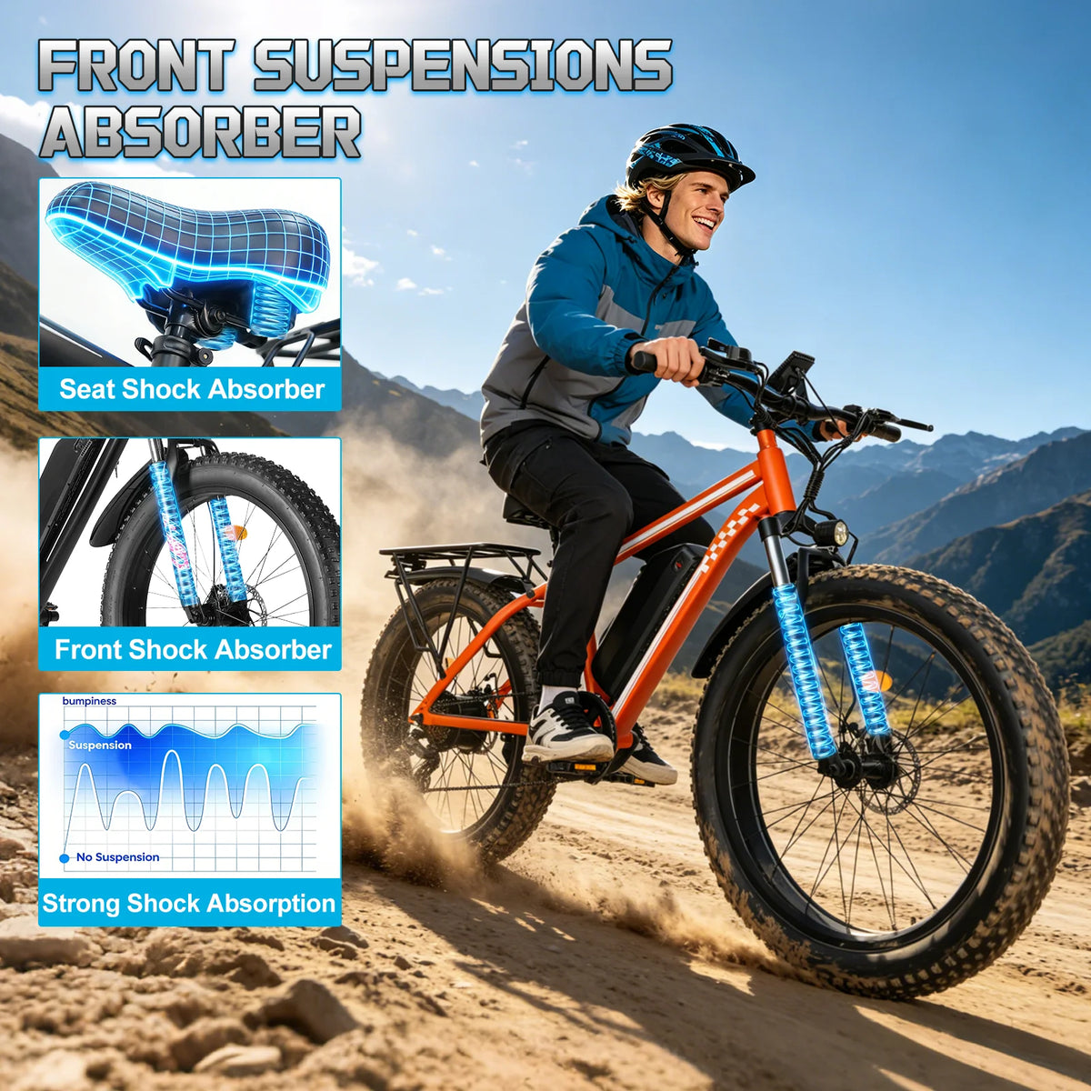 OBX Peak Electric Fat Tire Mountain Bike with Lithium Battery