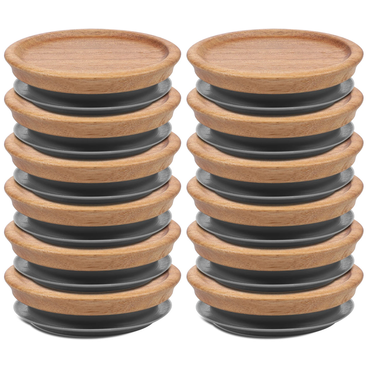 Airtight Acacia Wood Canning Lids With Silicone Jar Seals