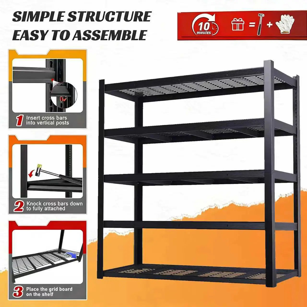 Commercial Grade Adjustable Metal Industrial Storage Shelving Rack