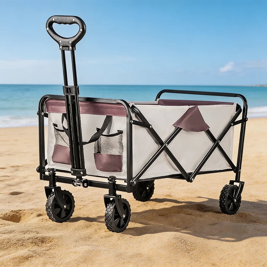 Heavy Duty Large Capacity Folding Wagon Cart Outdoor Utility Camping Beach Wagon Cart Foldable Picnic Folding Trolley