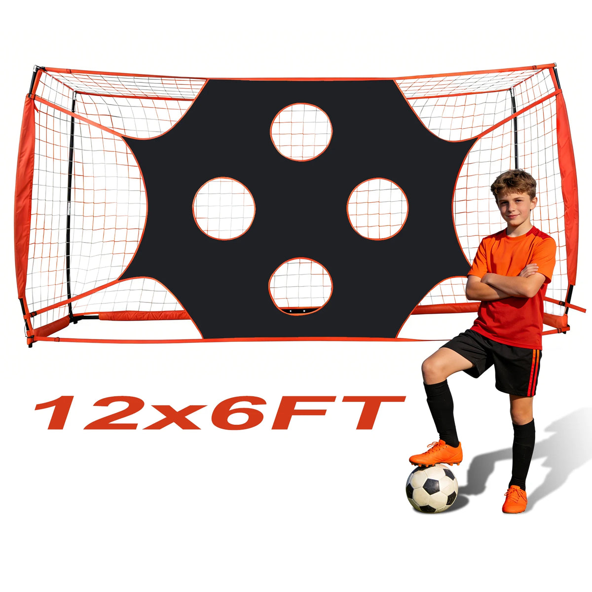Foldable Soccer Goal Net Featuring 10 Highlighted Scoring Zones