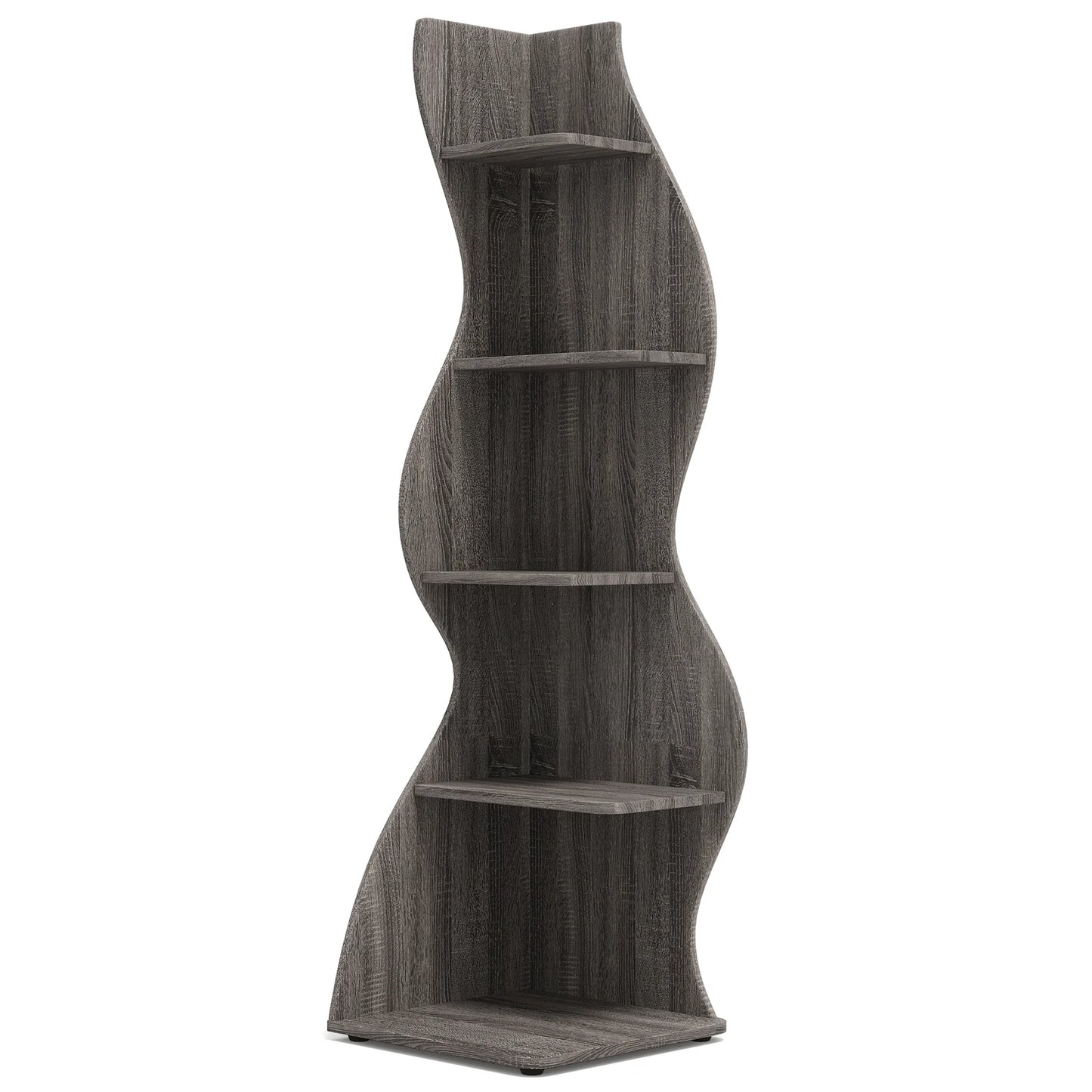 Tribesigns Modern Wooden Corner Bookshelf Wall Mounted Storage Rack