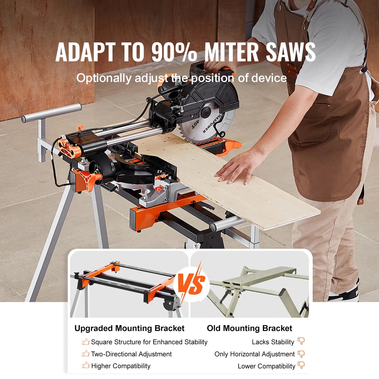 SucceBuy Steel Collapsible Miter Saw Stand With Adjustable Brackets