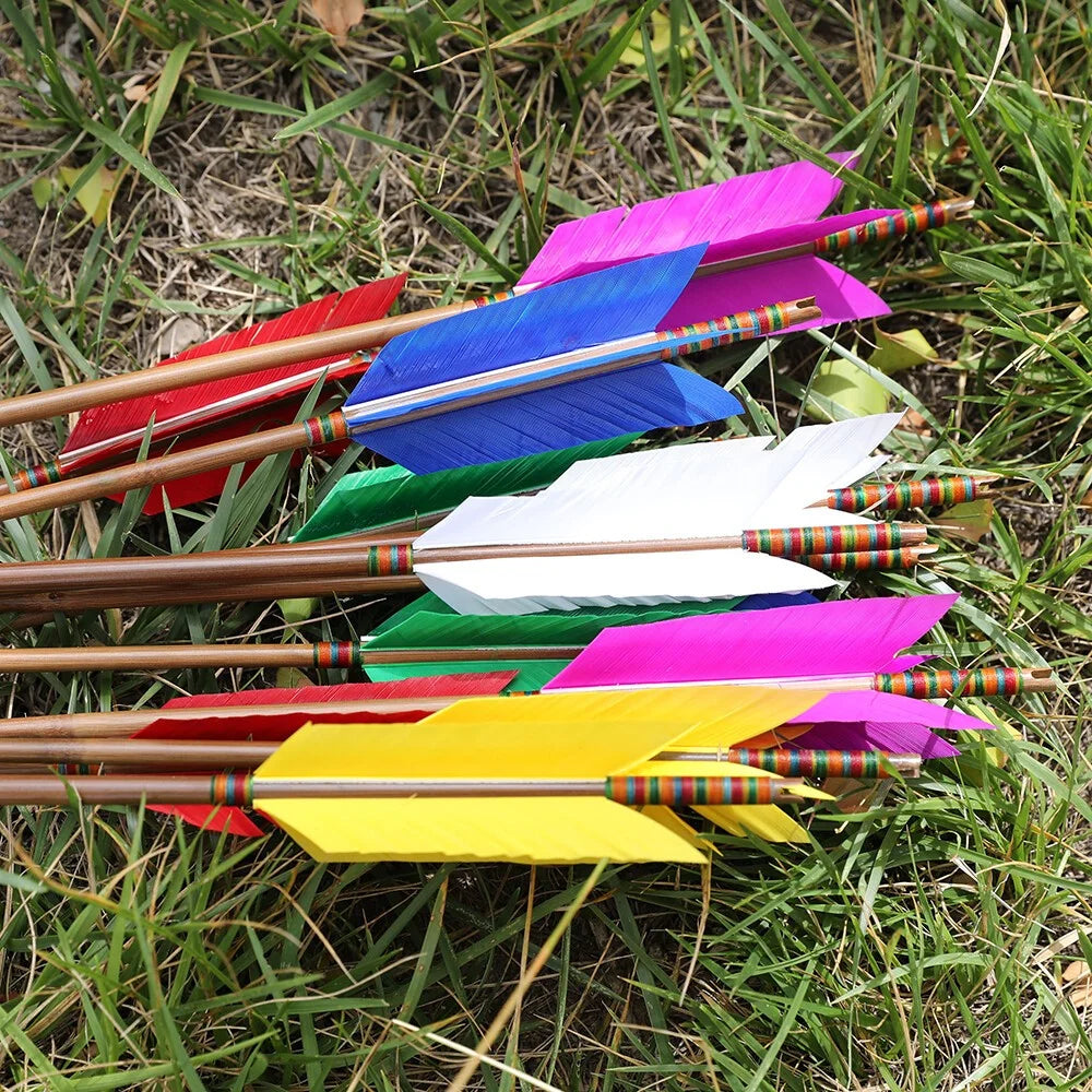 Premium Bamboo Archery Arrows Featuring Natural Turkey Feather Fletching