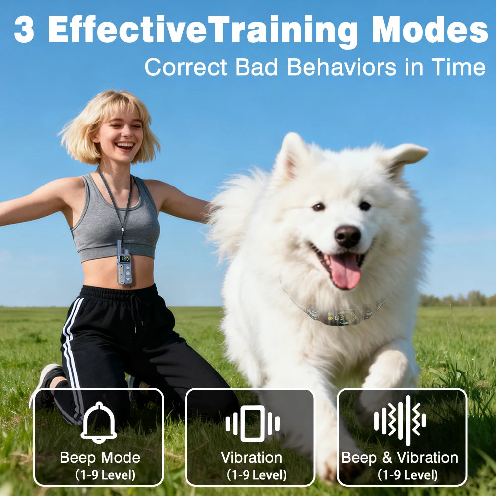 NEW Style No Shock Collar for Dog Training,1000m Electric Dog Training Collar,IPX7 Waterproof Vibrating Collar for 5-110lbs Dogs