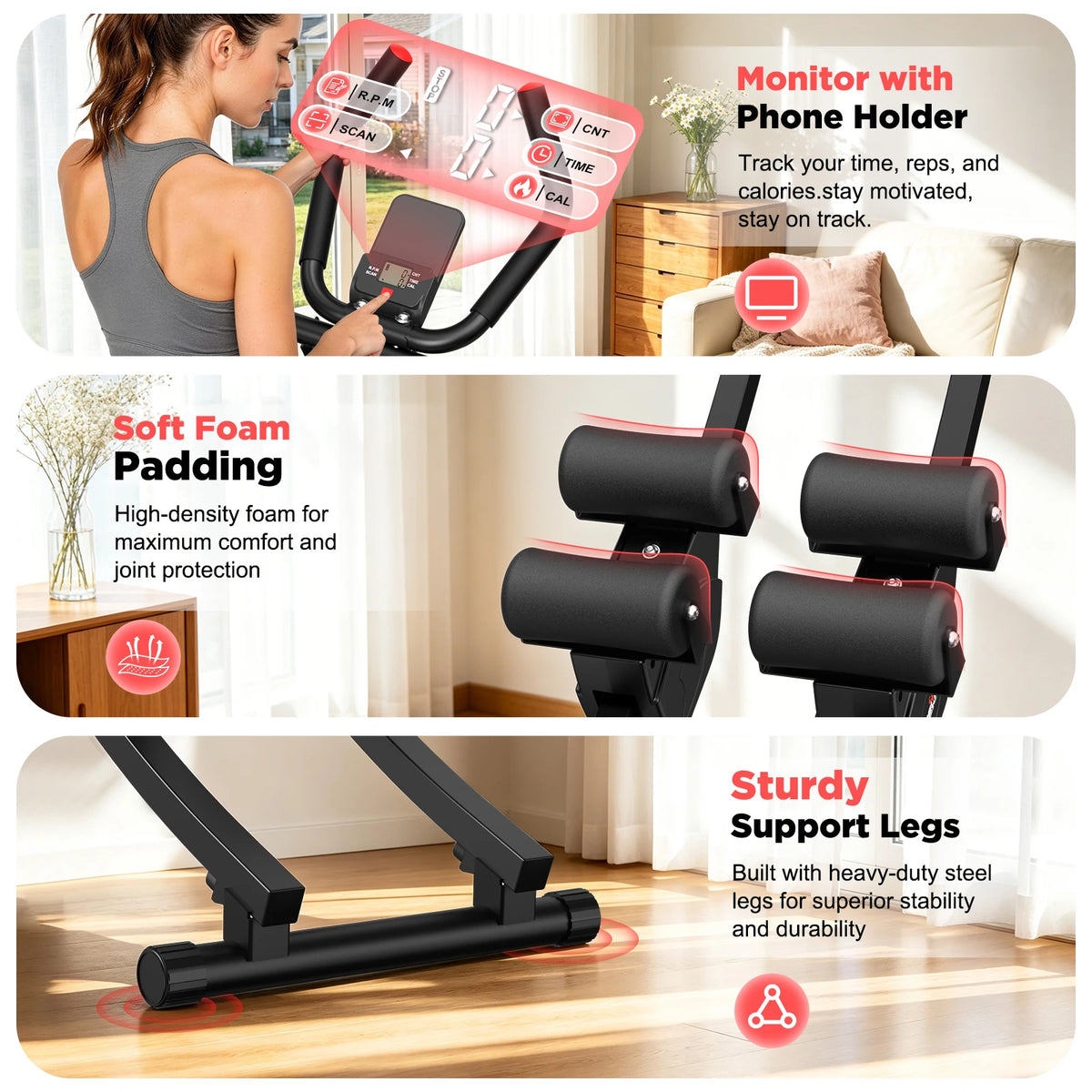 RELIFE Foldable Dual Track Ab Machine Core Trainer for Home Fitness