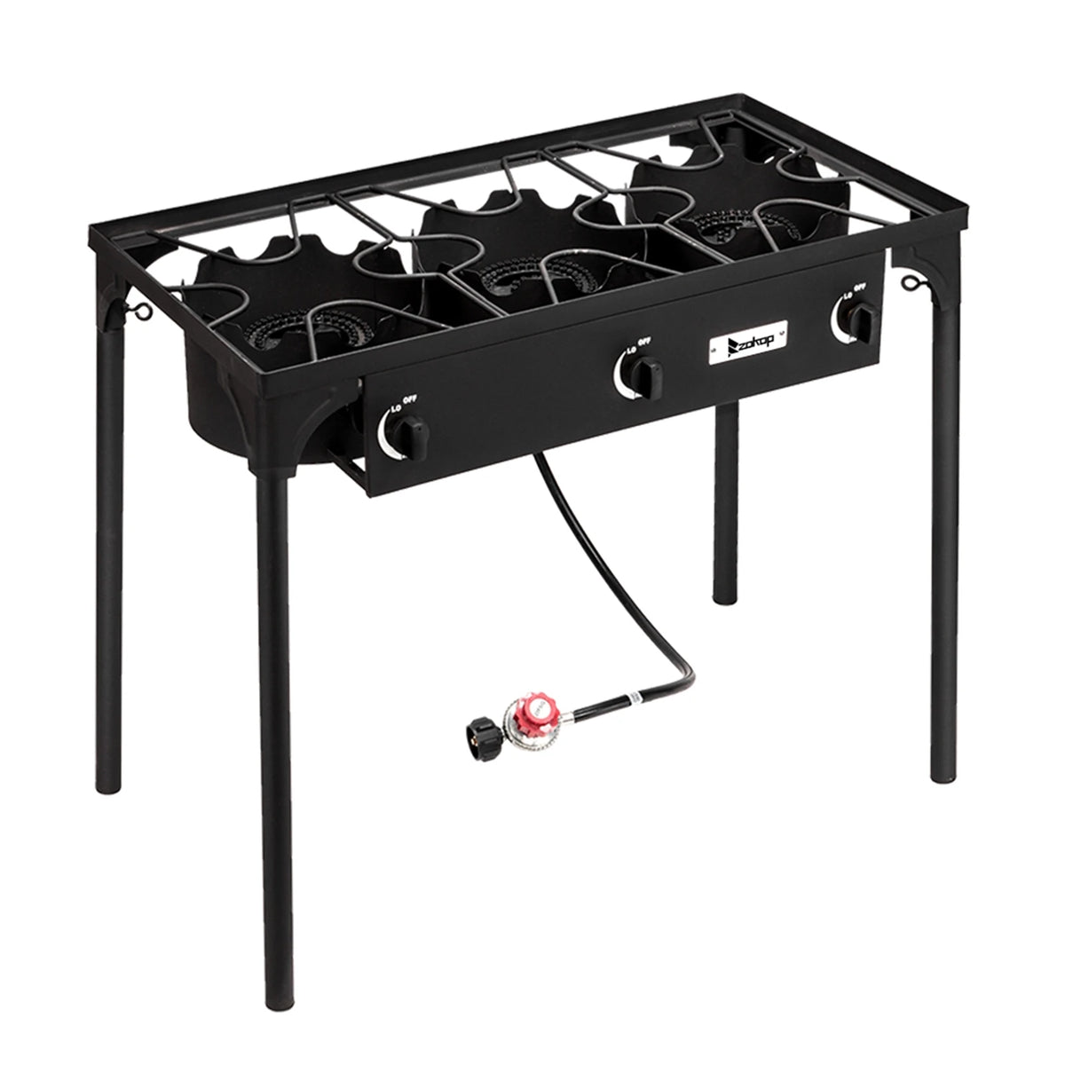 Portable Outdoor Propane Stove With Three Durable Cast Iron Burners