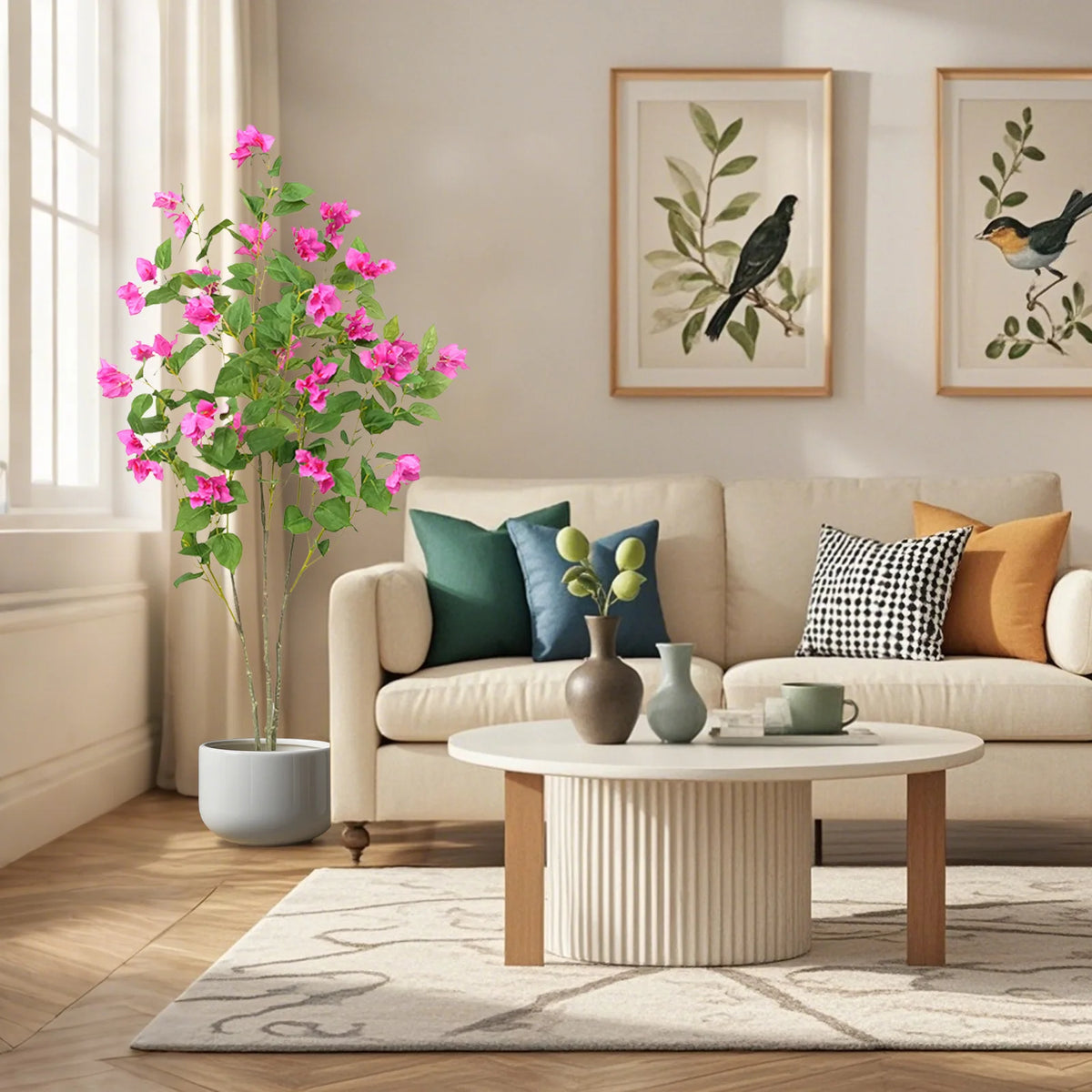 Twister Artificial Bougainvillea Tree Silk Faux Floral Decor
