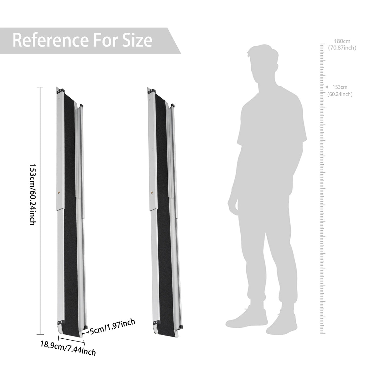Portable Aluminum Wheelchair Ramp for Steps and Door Thresholds