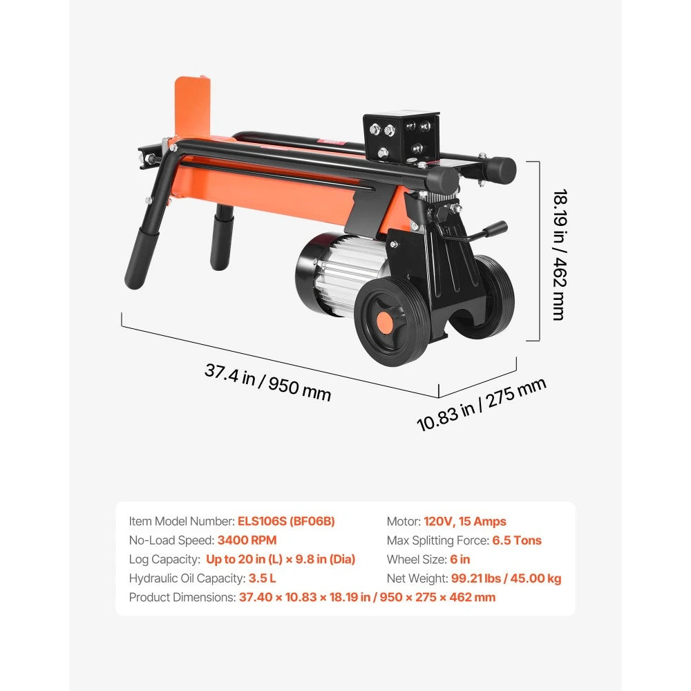 Electric Portable Log Splitter With Heavy Duty Wheels And Motor