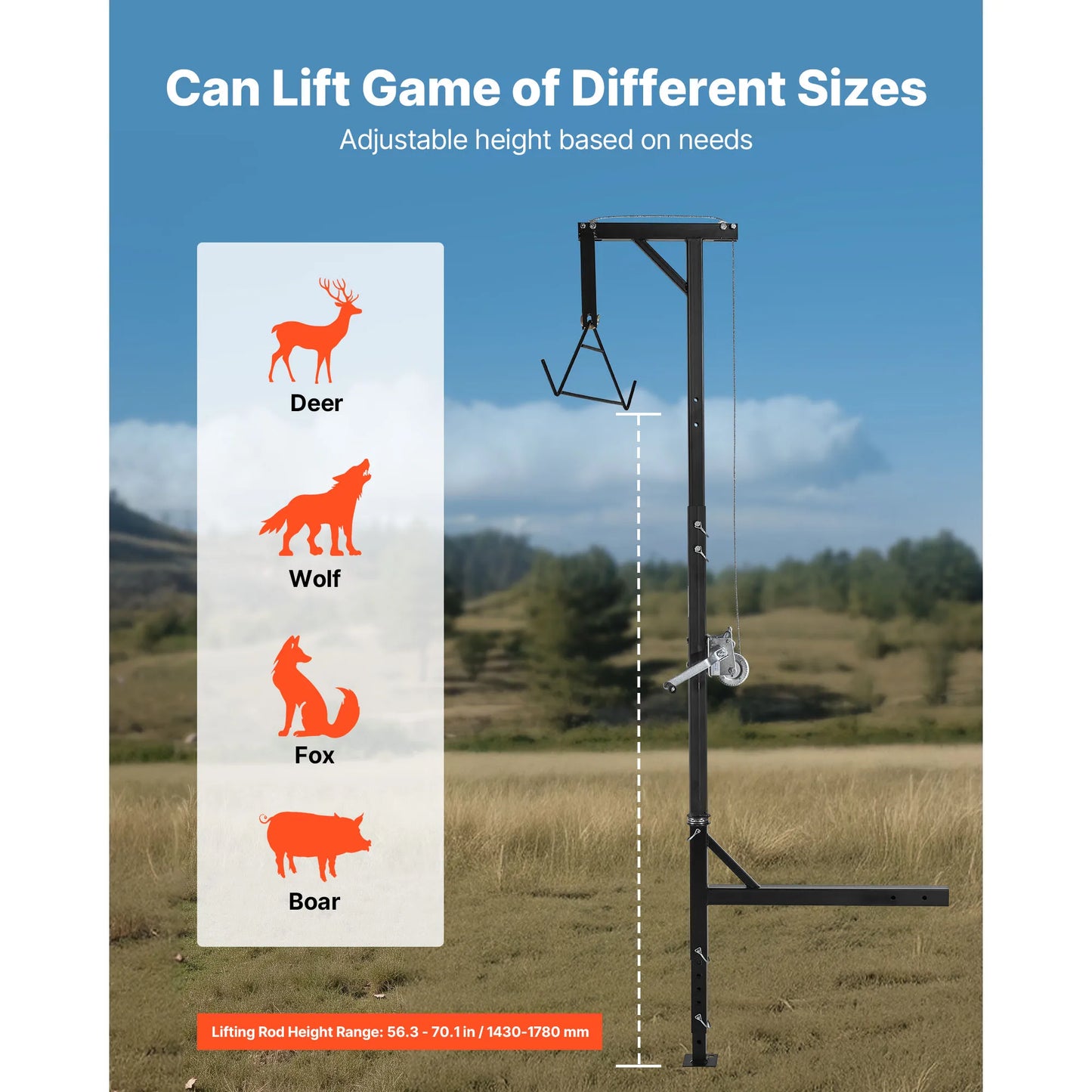 SucceBuy Truck Hitch Game Hoist Adjustable Height Hunting Deer Winch