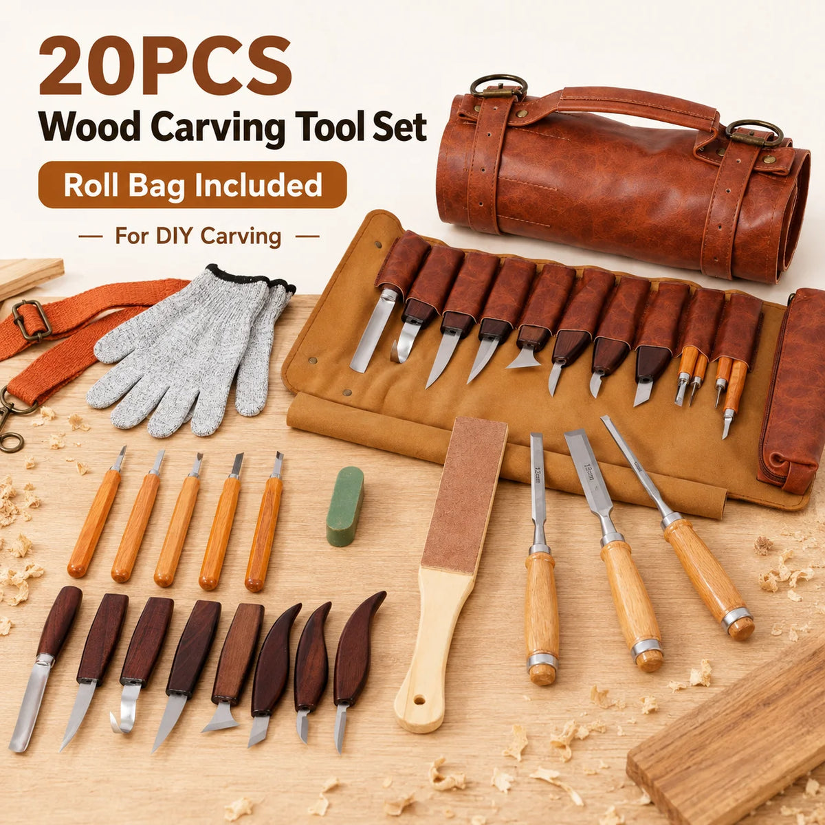 Woodworking Carving Tool Set With Detail Chisels And Knives
