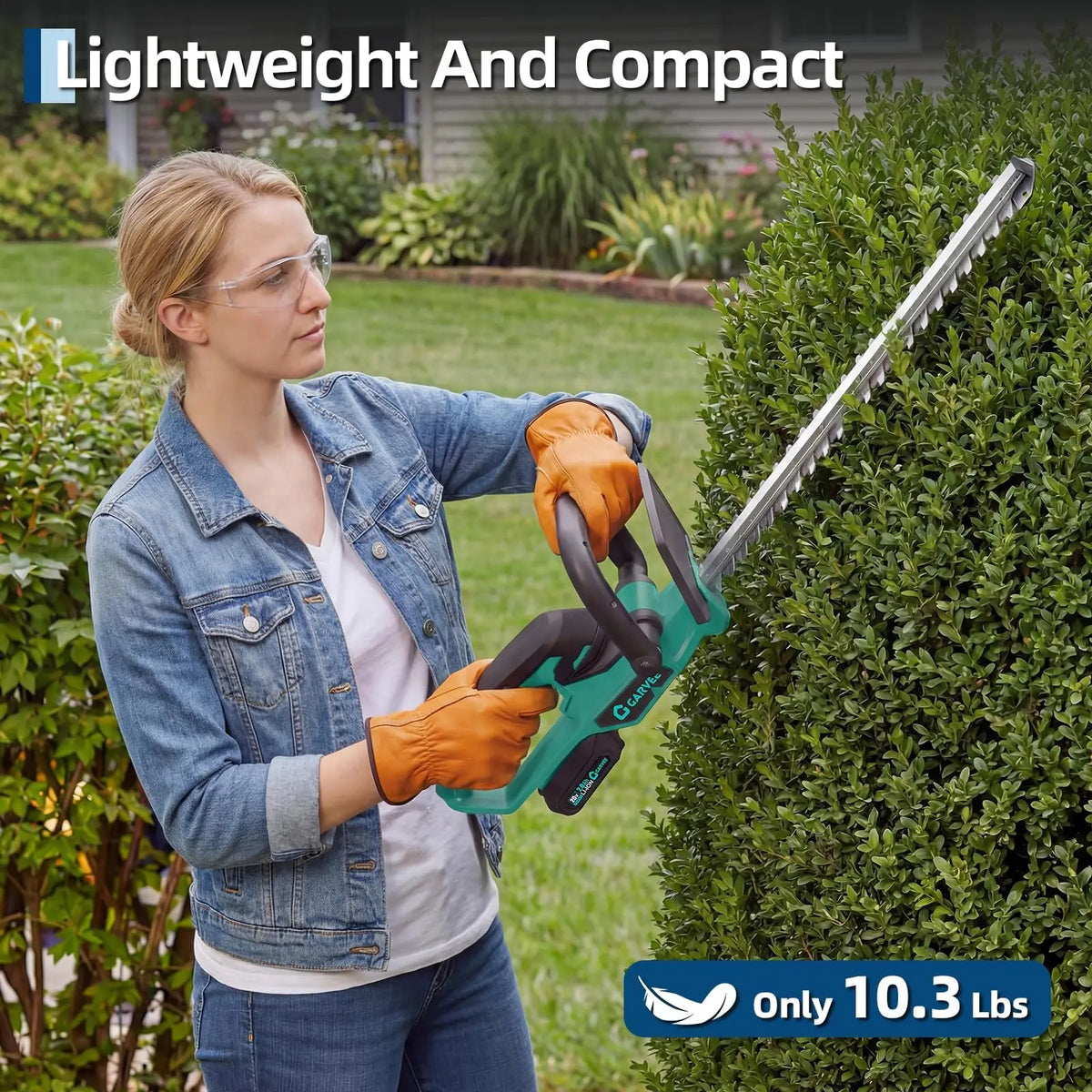 Cordless Hedge Trimmer 22 inch, 20V Electric Bush Trimmer with 2×2.0Ah Batteries & Charger, Dual-Action Steel Blade, 3000SPM, Lightweight Handheld Grass & Shrub Cutter for Garden Yard Lawn
