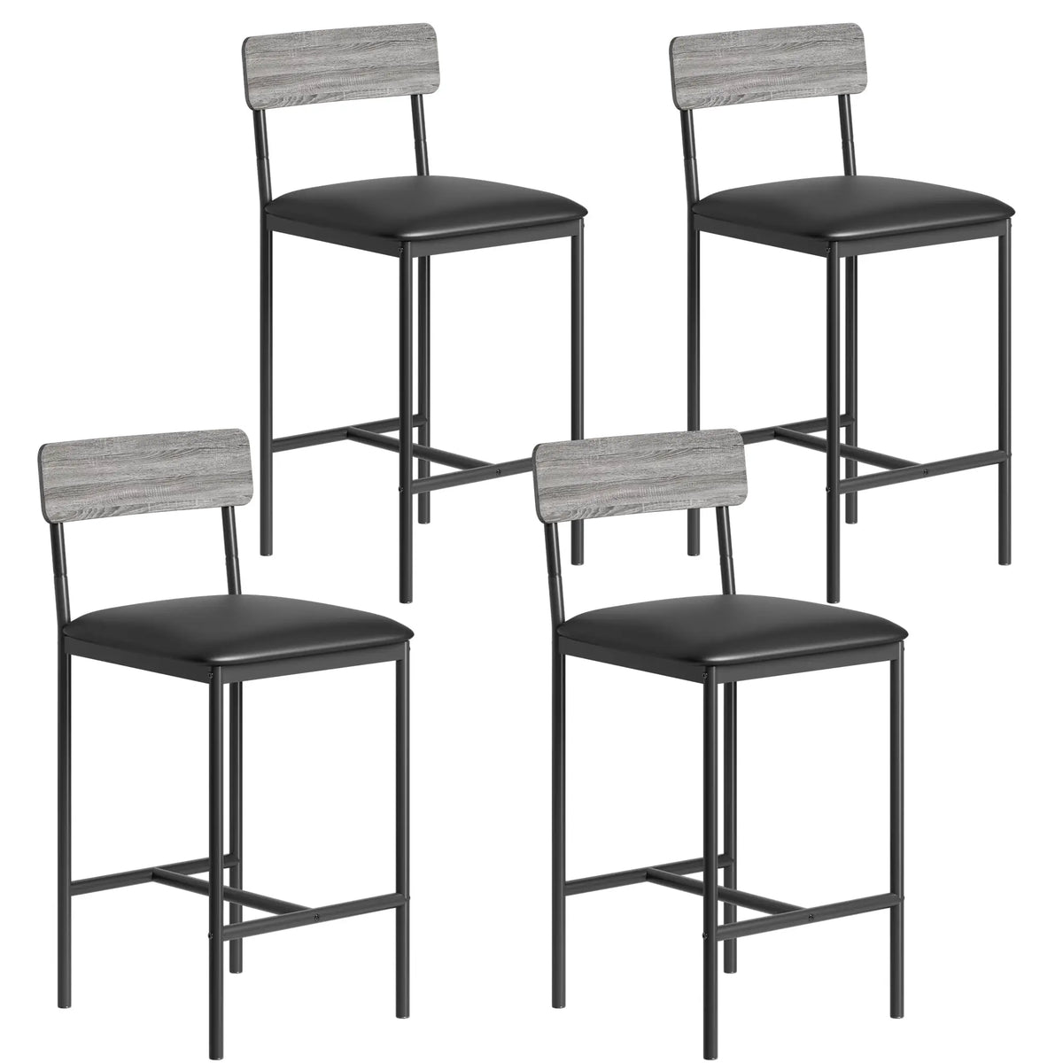 Heavy Duty Bar Stools With PU Leather Backrests And Footrests