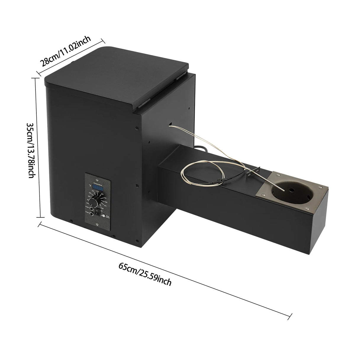 Pellet Smoker Hopper Assembly Kit, Precision Temperature Control 180-450℉ Dual-Functional Wind Mechanism for Yard Garden Camping