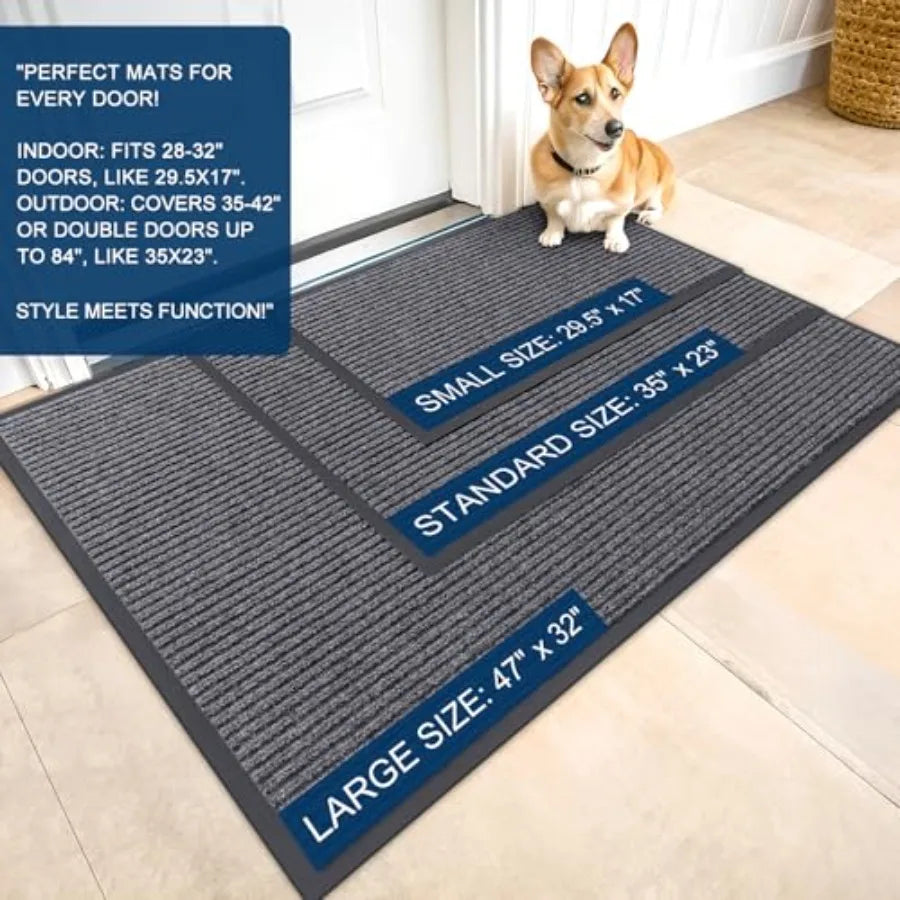 Front Door Mat Indoor Outdoor Entrance, 2-Pack 29.5 x 17 Inch, Waterproof Heavy Duty Doormat, Fade Resistant, Low Profile, Easy