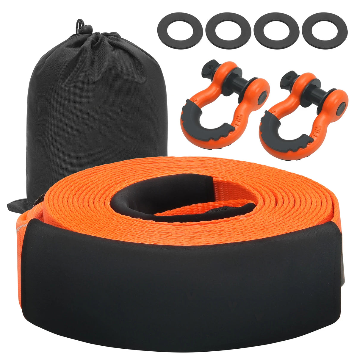 SucceBuy Polyester Tow Strap Recovery Kit High-Strength Car Racing Tow Ropes Auto Trailer Winch Towing Strap for Truck Jeep SUV