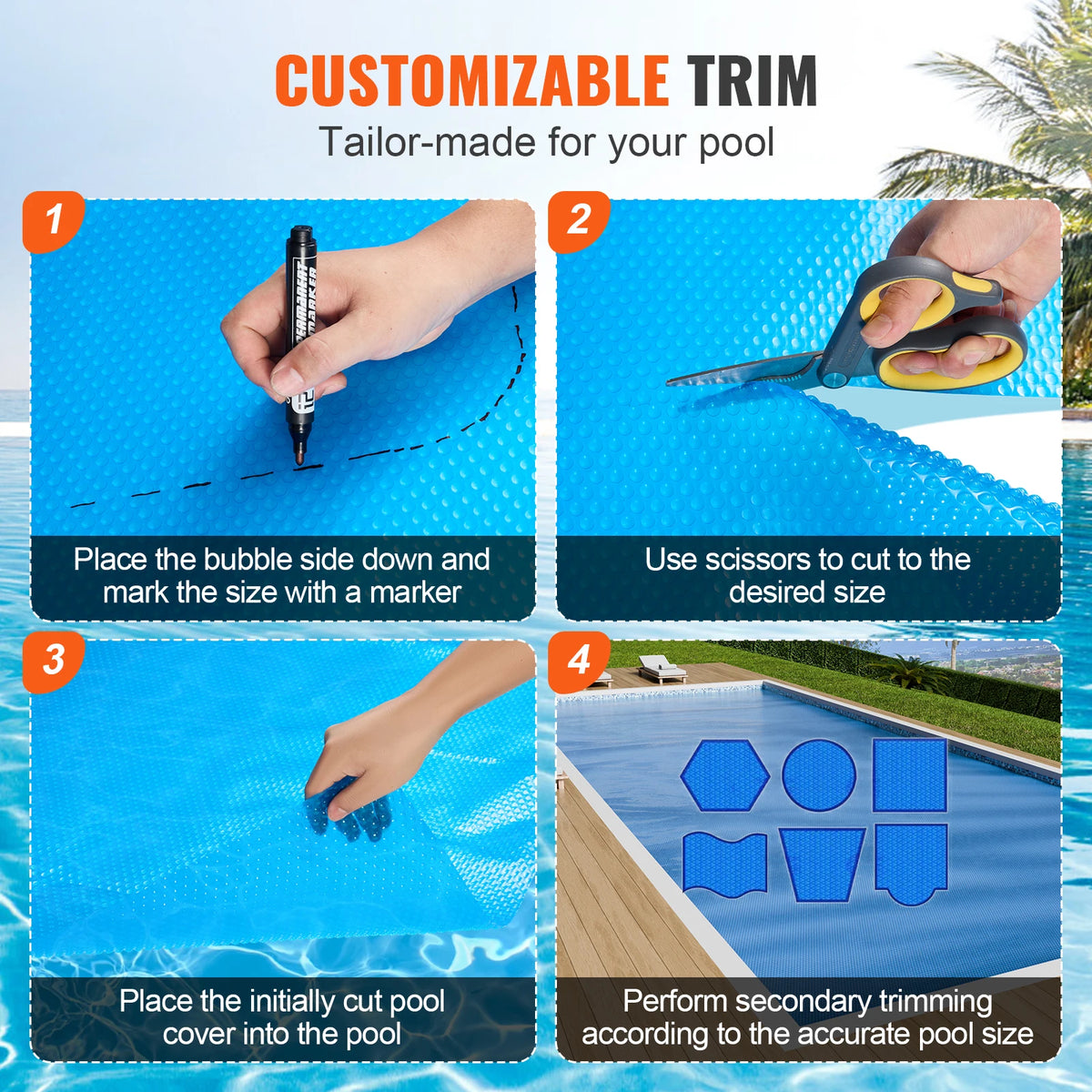 SucceBuy Solar Pool Cover Durable Swimming Pool Blanket