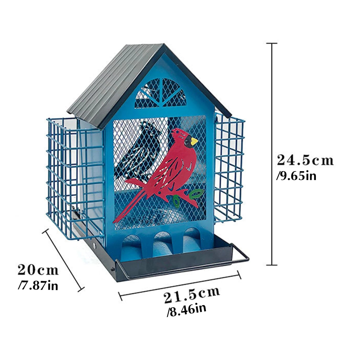 Squirrel Proof Outdoor Hanging Bird Feeder With Double Suet Tray
