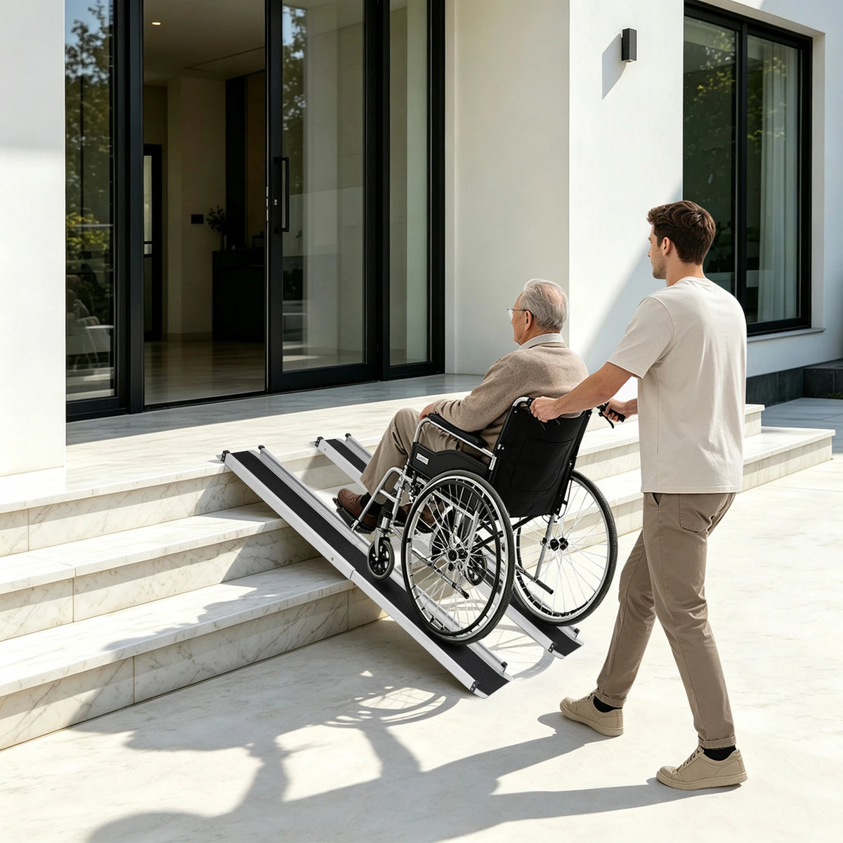 Portable Aluminum Wheelchair Ramp for Steps and Door Thresholds
