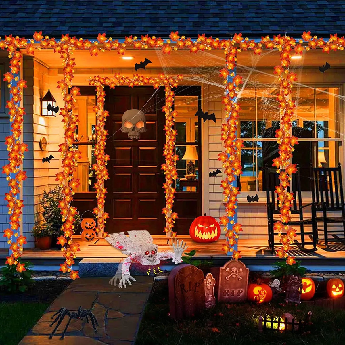 Fall Pumpkin String Light Garland Autumn Halloween Decor