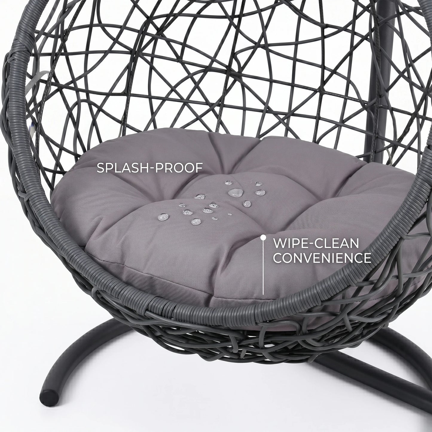 Rattan Wicker Cat Swing Bed With Stand And Plush Cushion