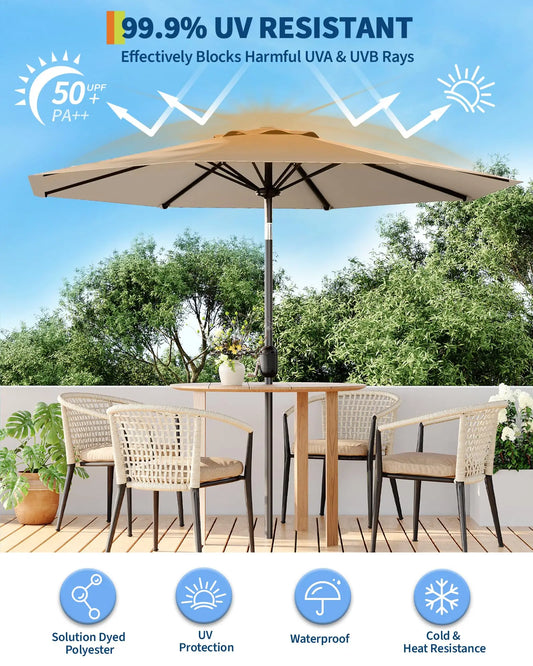 Waterproof Outdoor Patio Umbrella With Crank And Tilt Sun Shade