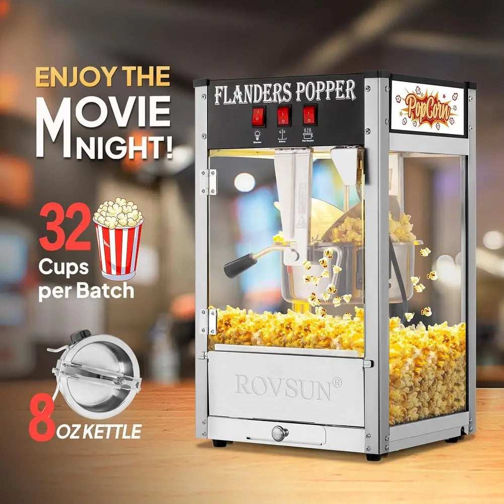 corn hine with 8 Ounce Kettle Makes Up to 32 Cups ETL Certiied, Countertop corn Maker Commercial corn hine Movie Theater Style w