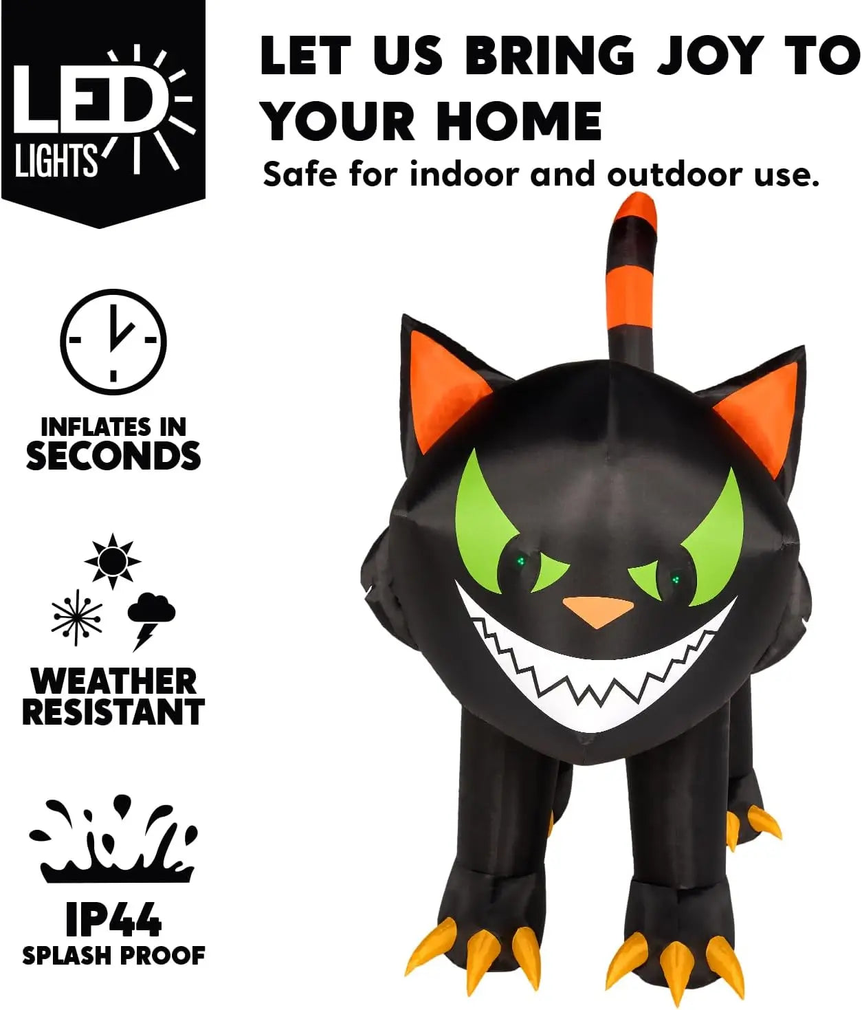 Joyfy Halloween Inflatable Cat Outdoor Yard Decor With Led Lights