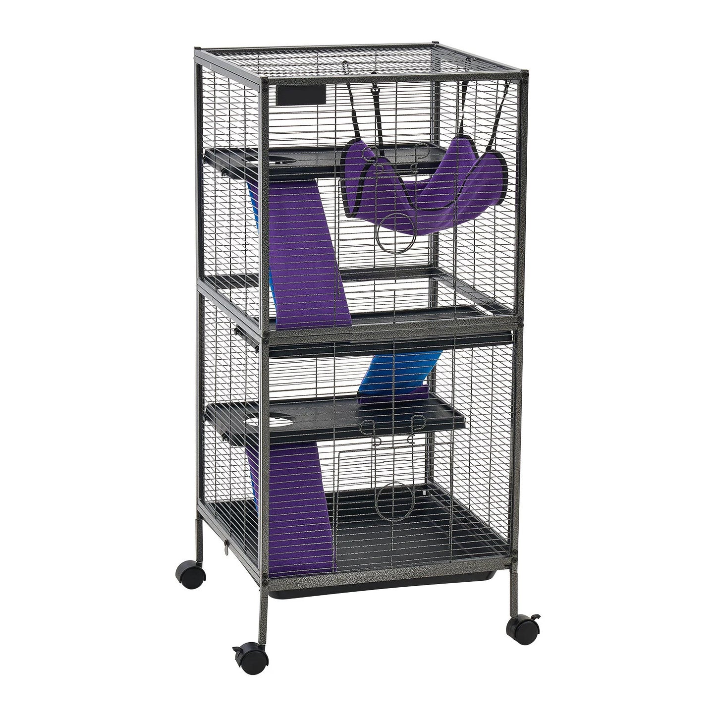SucceBuy Rolling Small Animal Cage With Hammock And Ramp