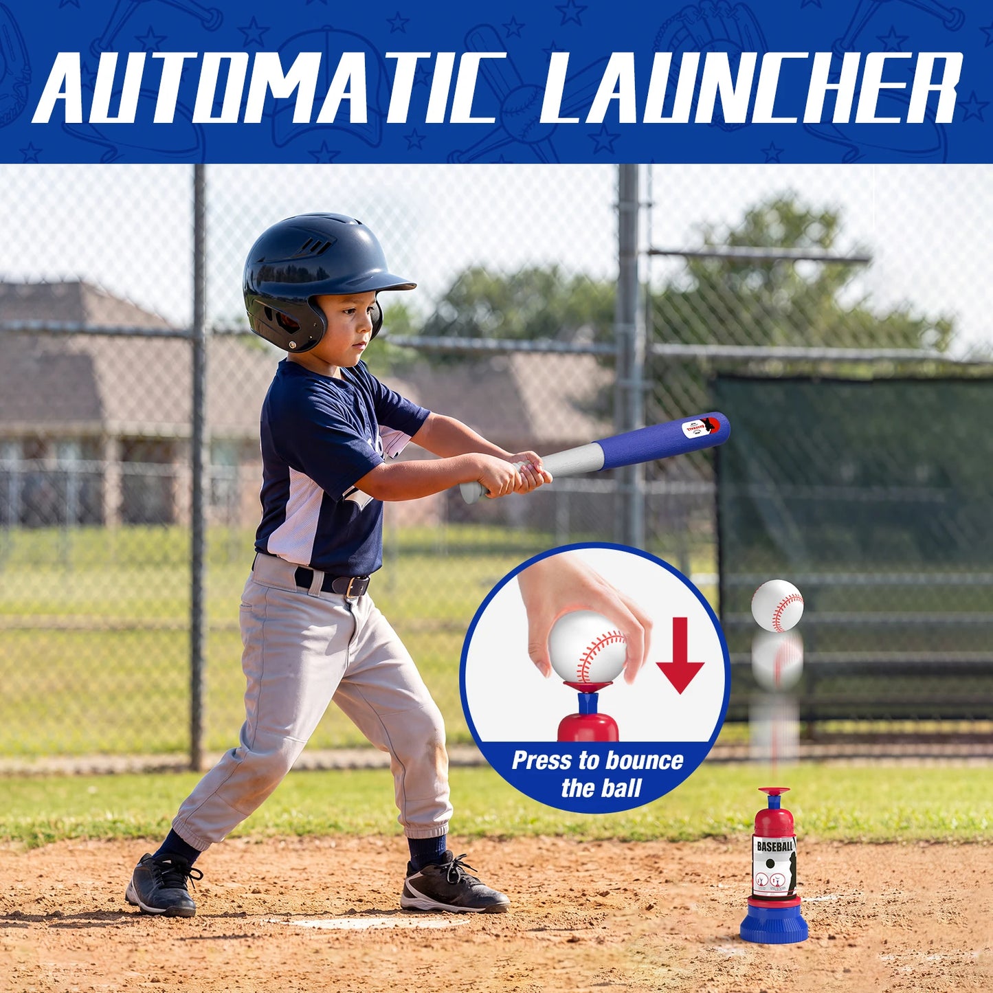 Hyes 3in1 Baseball Pitching Machine And Tee Stand For Kids